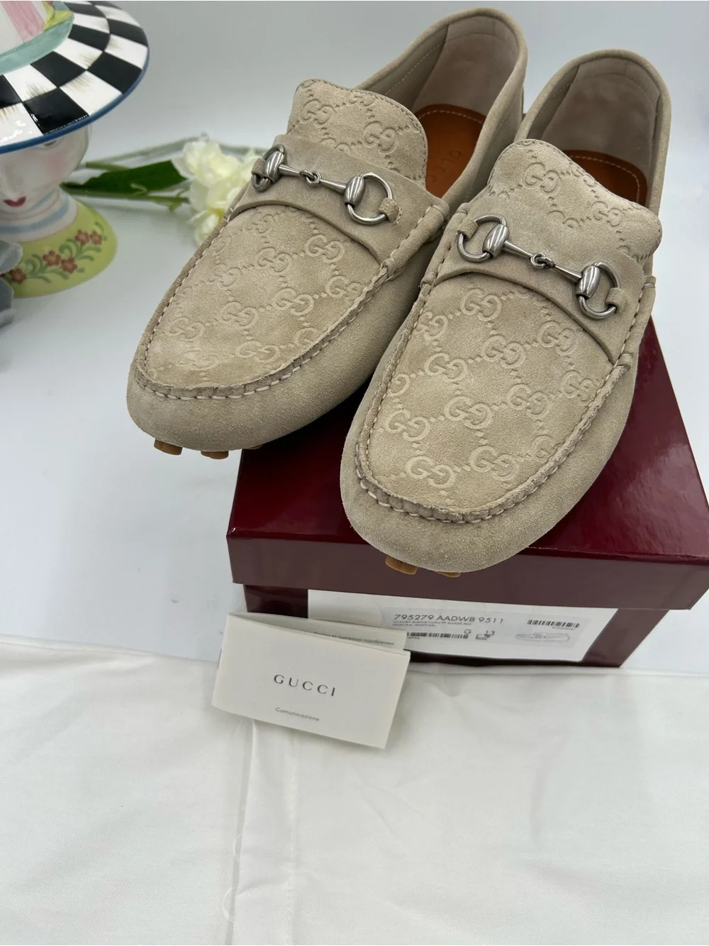 Men's Gucci GG logo suede driver loafers size 13 fits 13.5 US made in Italy - Picture 11 of 11